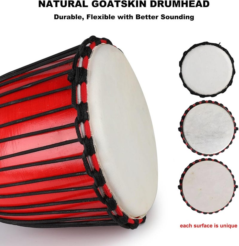 AIMEIS Goatskin Djembe Drum 10'' x 20'' African Hand Drum with Mahogany Body Hand Painted Pattern for Adults Drummer Beginners - Image 4